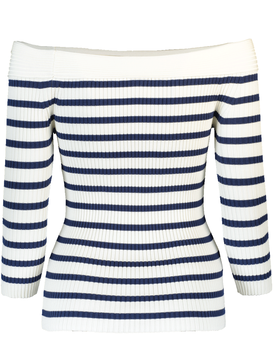 FUZZI-Off Shoulder Striped Sweater-