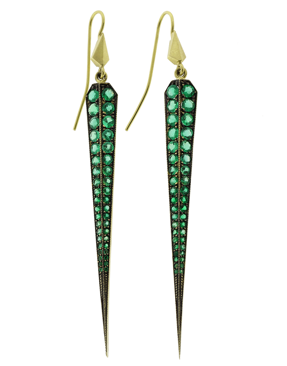 GEMFIELDS X MUSE-Dagger Earrings With Emeralds-YELLOW GOLD