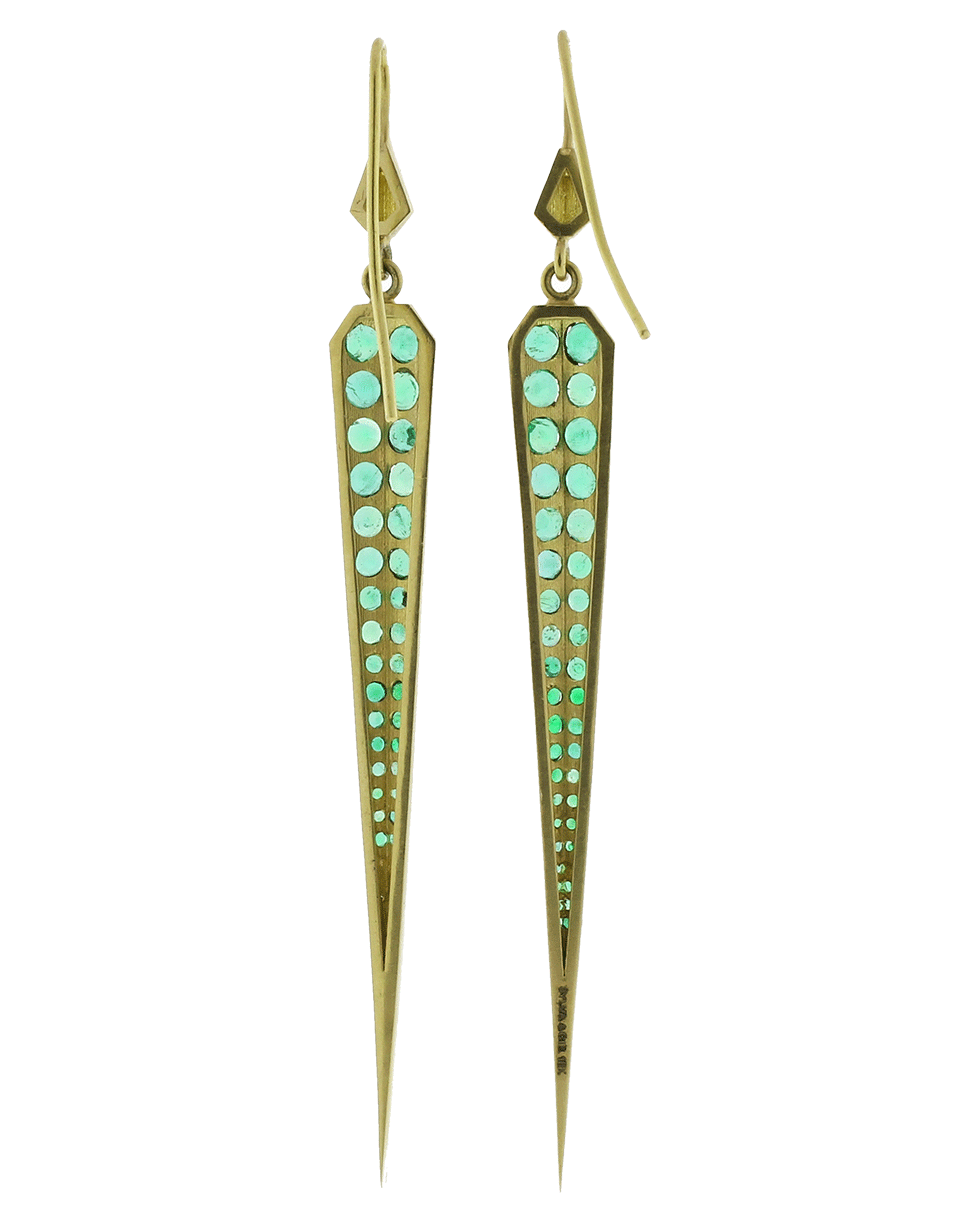 GEMFIELDS X MUSE-Dagger Earrings With Emeralds-YELLOW GOLD