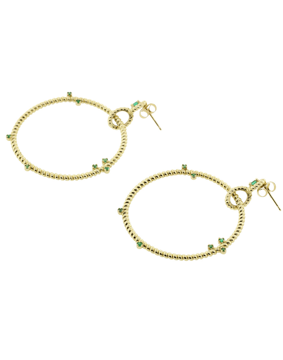 GEMFIELDS X MUSE-Floating Emerald Hoop Earrings-YELLOW GOLD