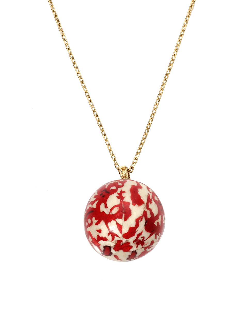 GEMFIELDS X MUSE-Marquetry Red Chinese Ball Necklace-YELLOW GOLD