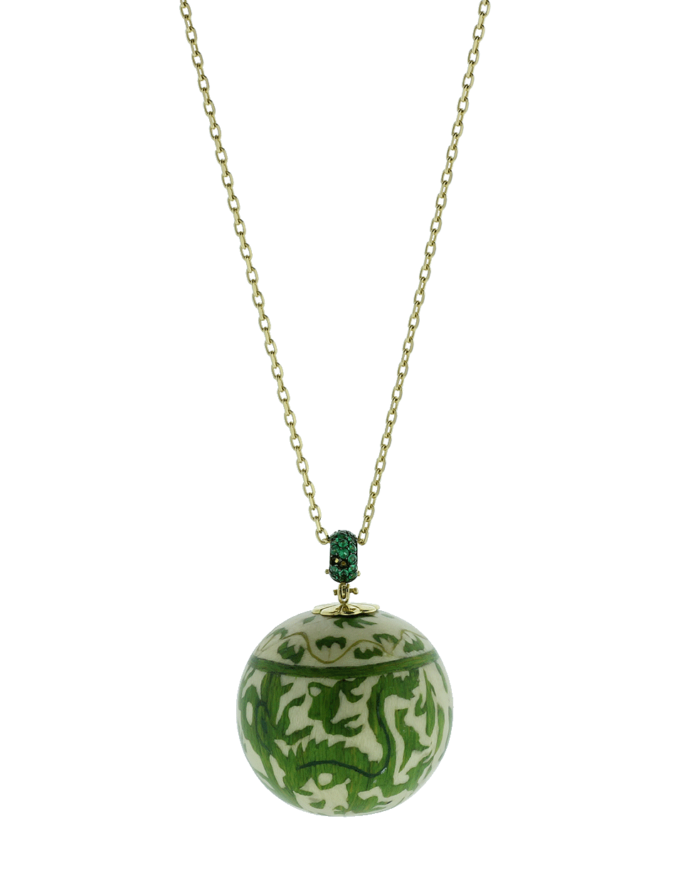 GEMFIELDS X MUSE-Marquetry Green Chineese Ball Necklace-YELLOW GOLD