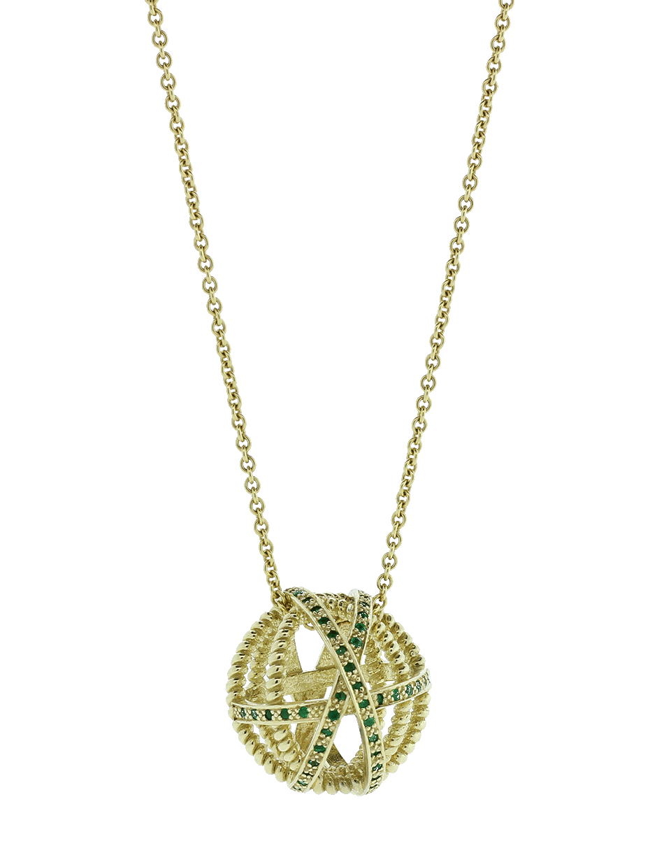 GEMFIELDS X MUSE-Small Cage Pendant With Emeralds-YELLOW GOLD