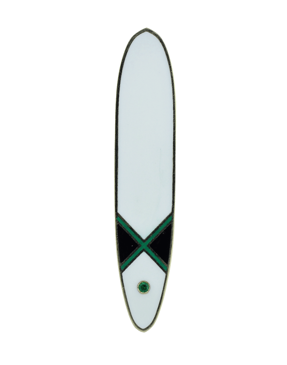 GEMFIELDS X MUSE-Surf Enamel Long Board Pendant-YELLOW GOLD