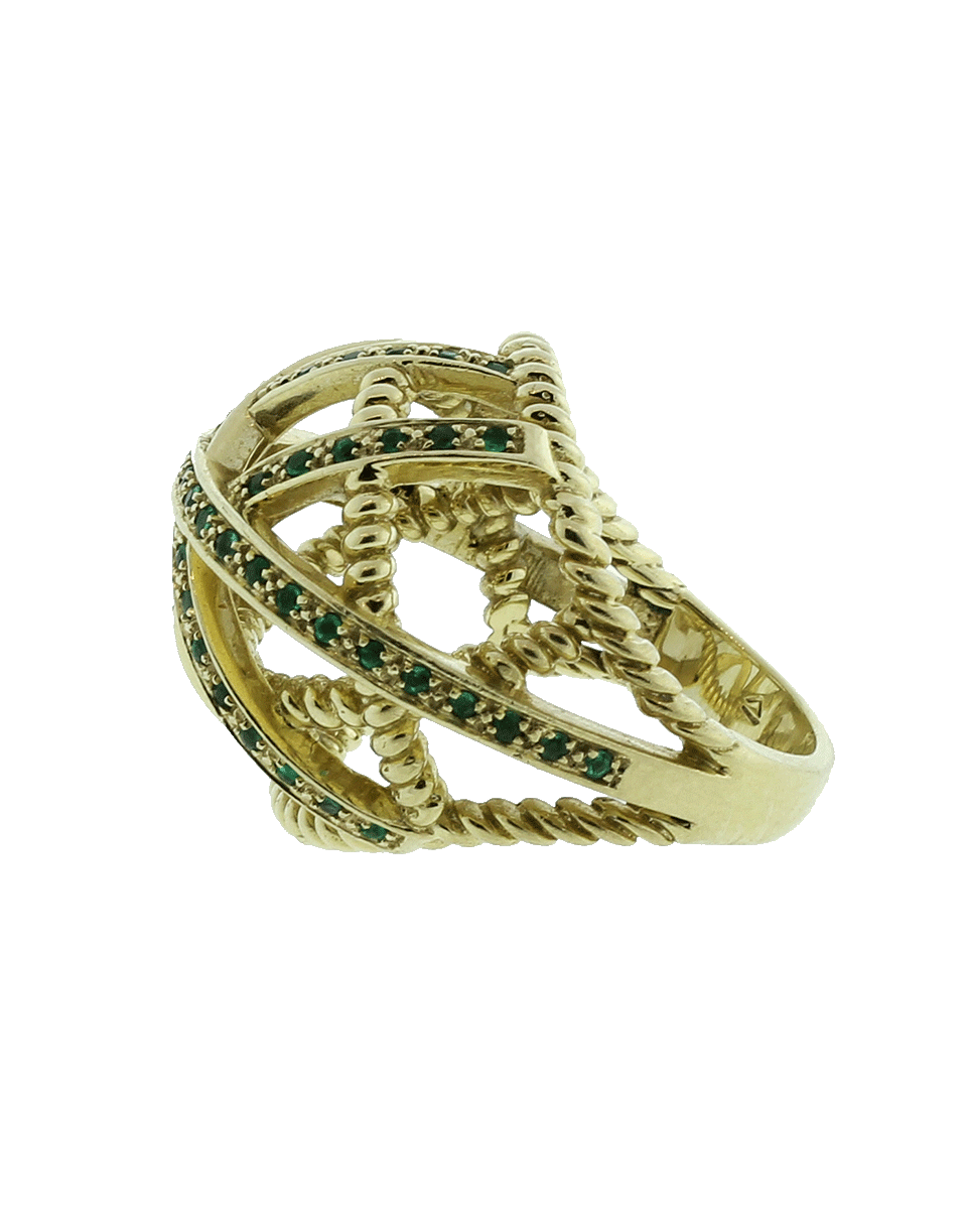 GEMFIELDS X MUSE-Ball Cage Ring With Emeralds-YELLOW GOLD