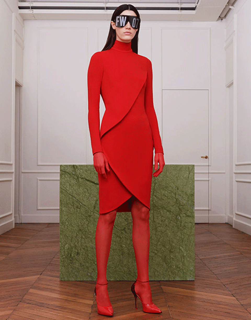 GIVENCHY-Crepe Jersey Dress-RED