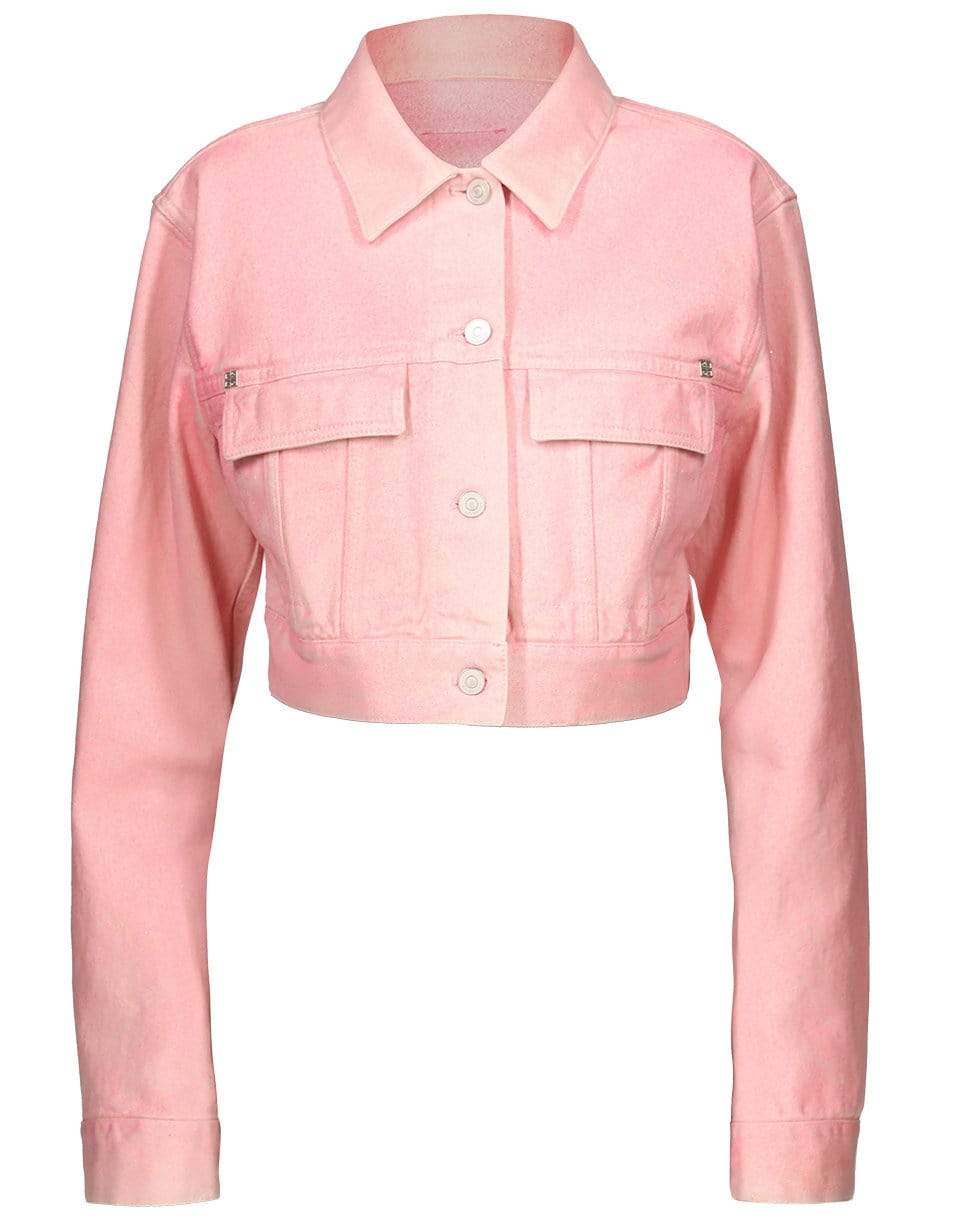 GIVENCHY-Candy Pink Sequined Denim Short Denim Jacket-