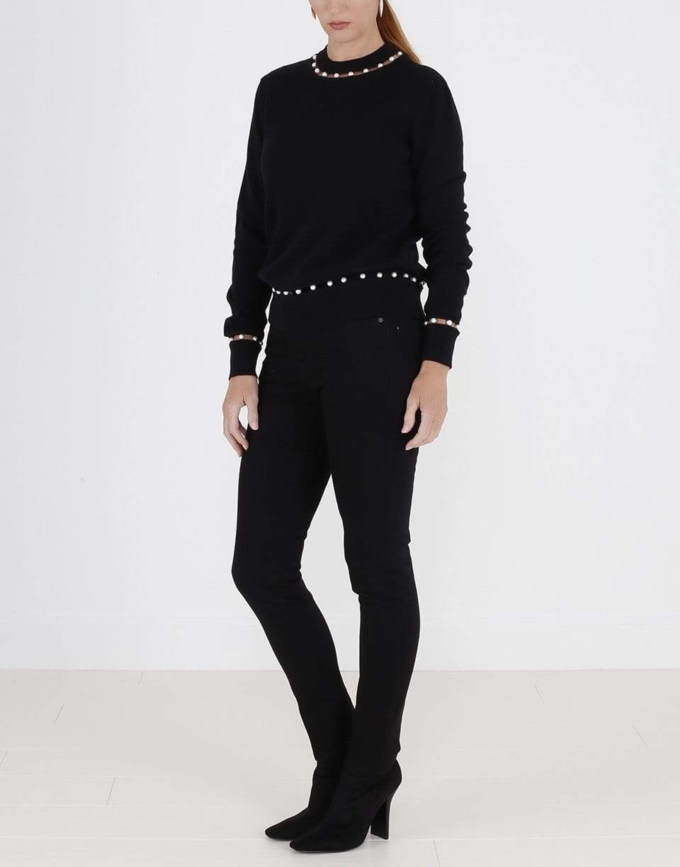 GIVENCHY-Pearl Trim Sweater-