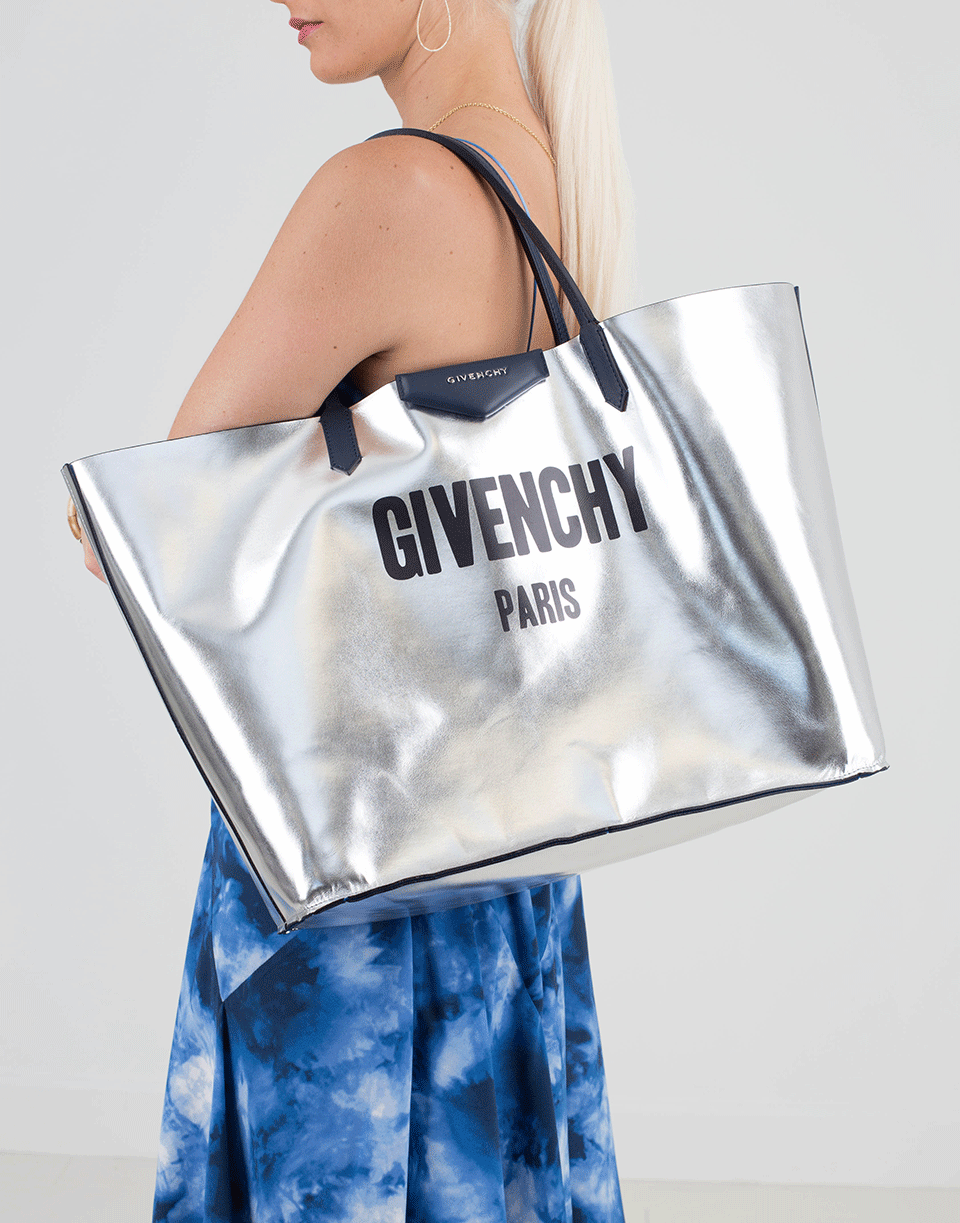 GIVENCHY-Suede Antigona Reversible Shopping Bag-BLU/SLVR