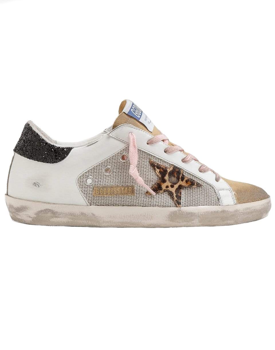 Net Leather Suede Leopard Horsy Star with Glitter Super-Star Sneaker SHOESNEAKER GOLDEN GOOSE   