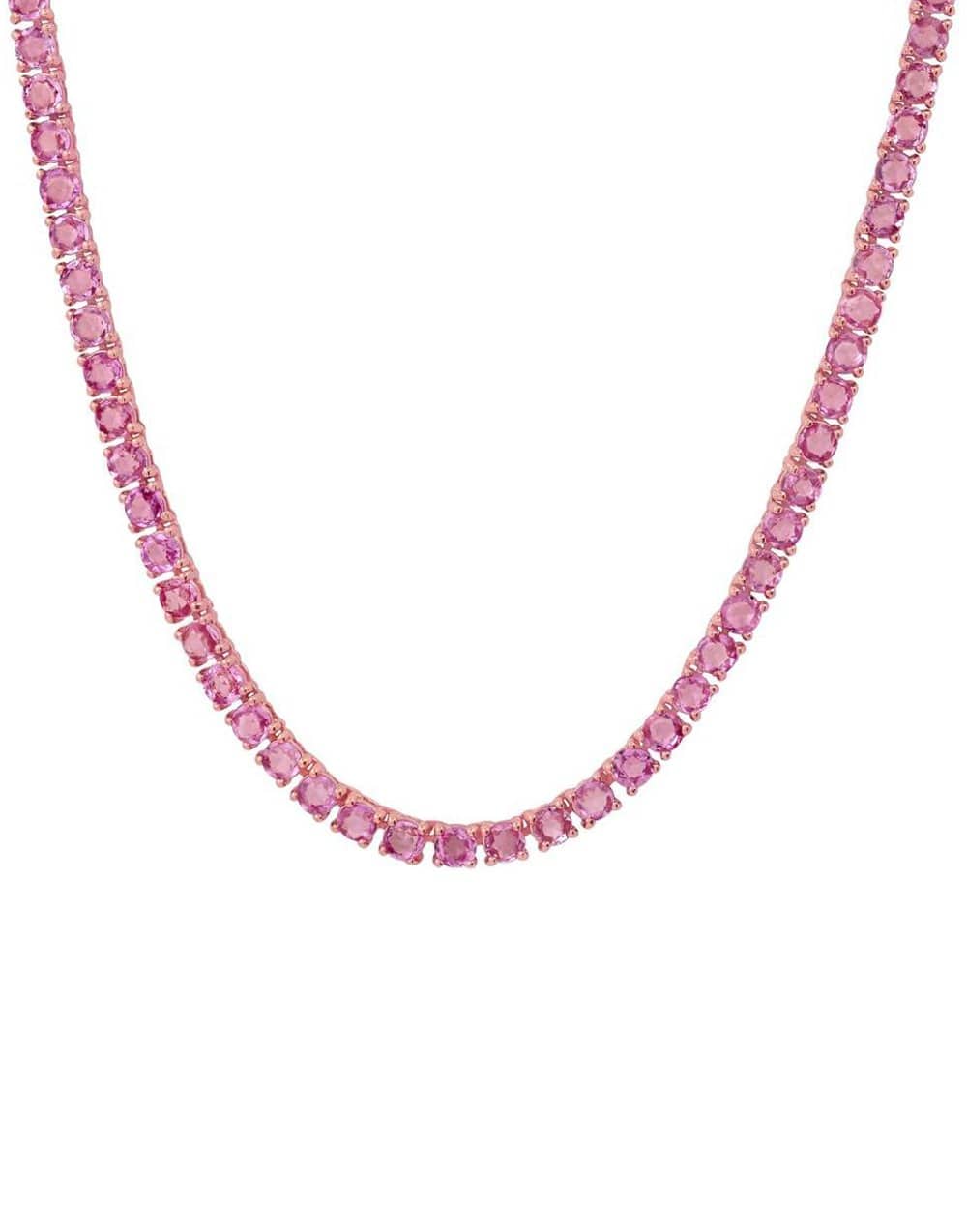 GRAZIELA-Pink Sapphire Tennis Necklace-ROSE GOLD