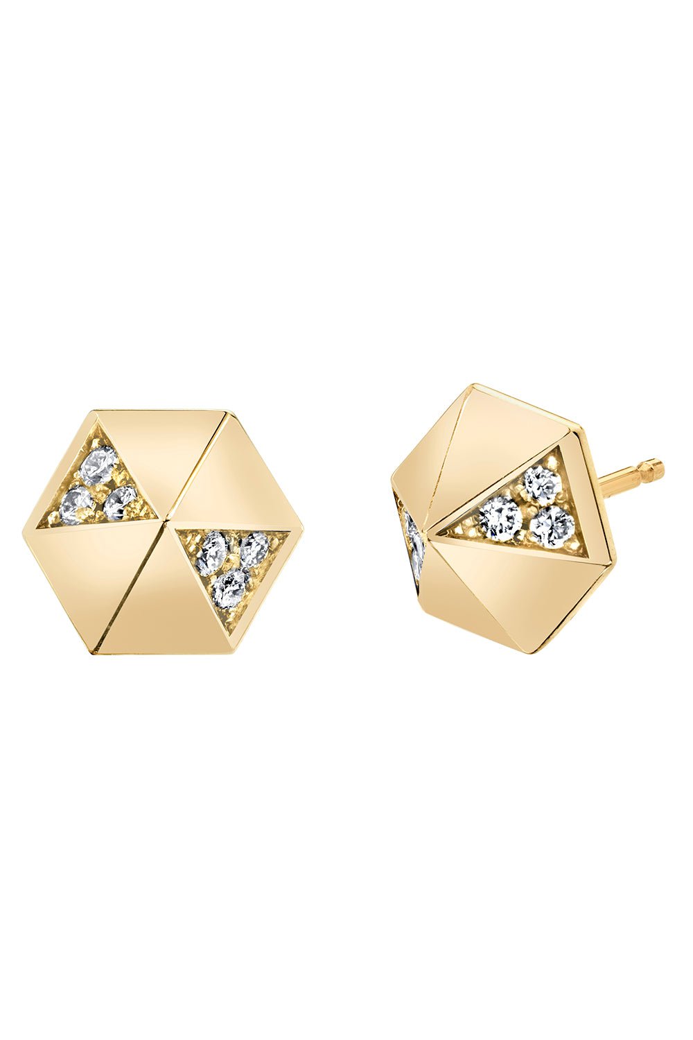 Pyramid Stud Earrings in Yellow Gold