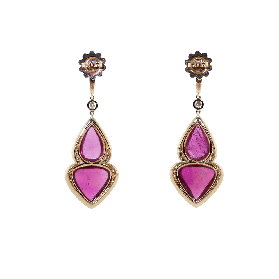 INBAR-Cabochon Pink Tourmaline Earrings-ROSE GOLD