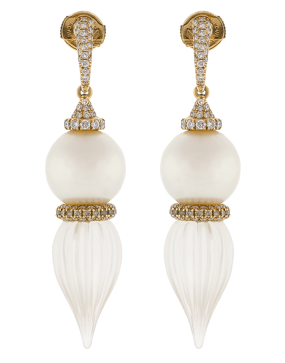 INBAR-Pearl And Carved White Quartz Earrings-ROSE GOLD