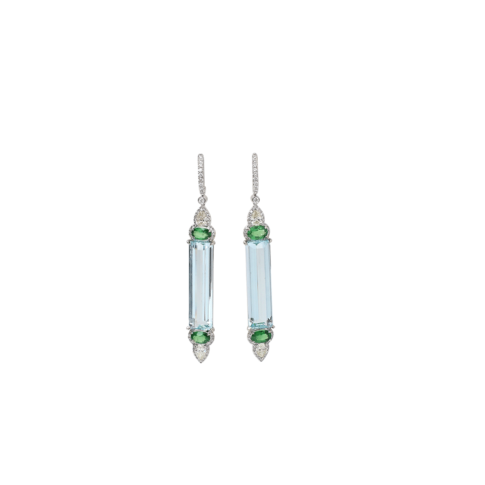 INBAR-Aquamarine Earrings-WHITE GOLD