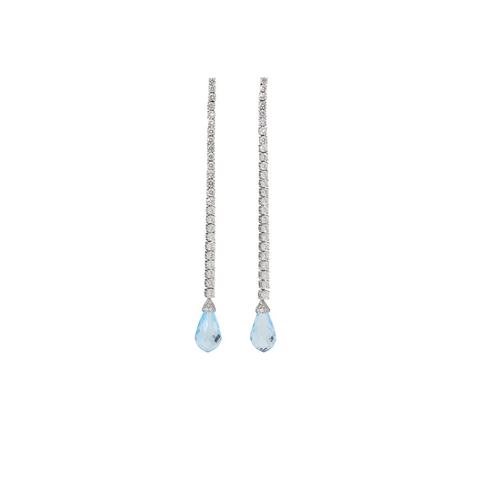 INBAR-Blue Topaz And Diamond Drop Earrings-WHITE GOLD