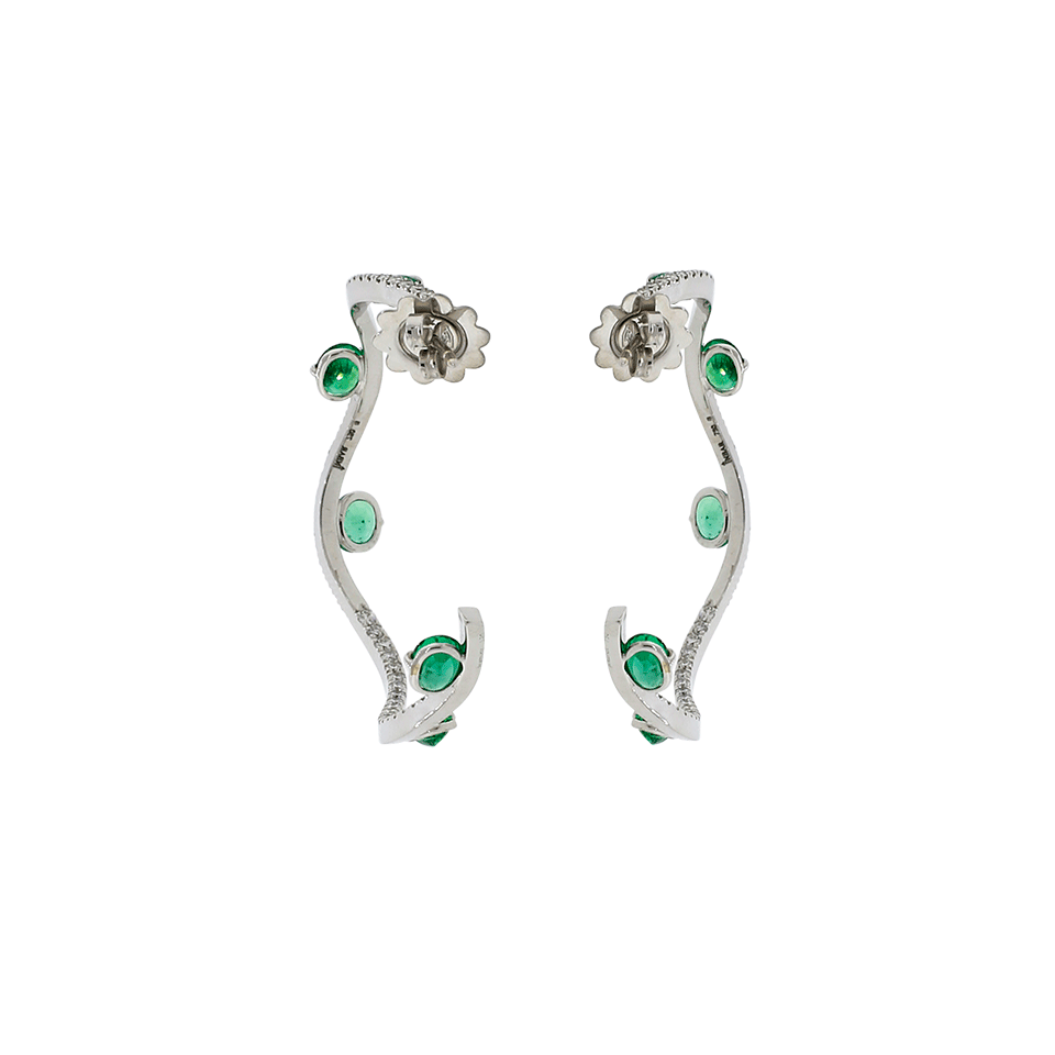 INBAR-Emerald Gypsy Hoop Earrings-WHITE GOLD