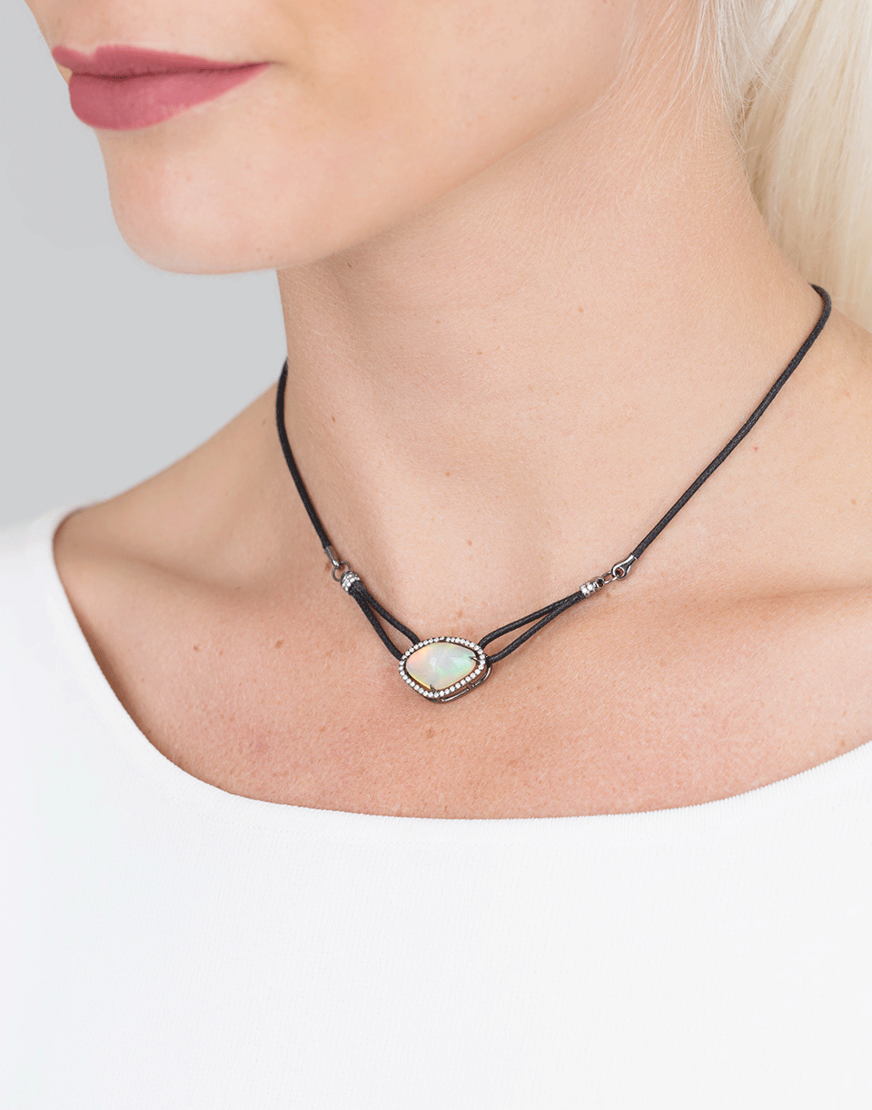 INBAR-Opal Pendant Necklace-BLKGOLD