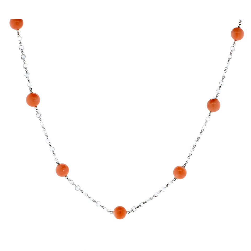 INBAR-Coral And Diamond Necklace-WHITE GOLD