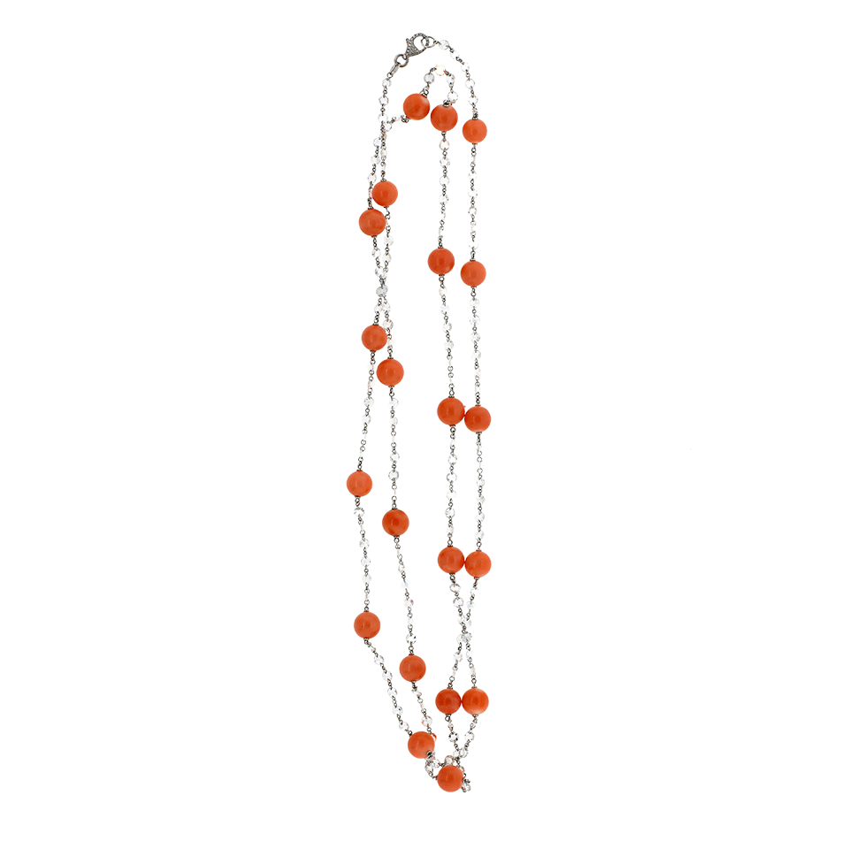 INBAR-Coral And Diamond Necklace-WHITE GOLD