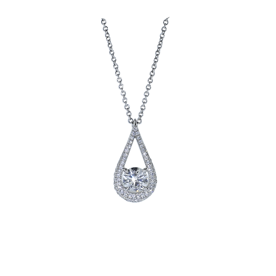 INBAR-Diamond Drop Pendant Necklace-WHITE GOLD