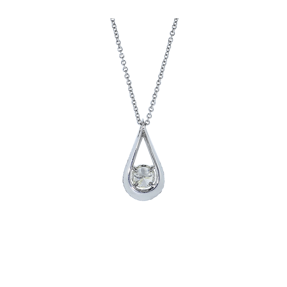 INBAR-Diamond Drop Pendant Necklace-WHITE GOLD