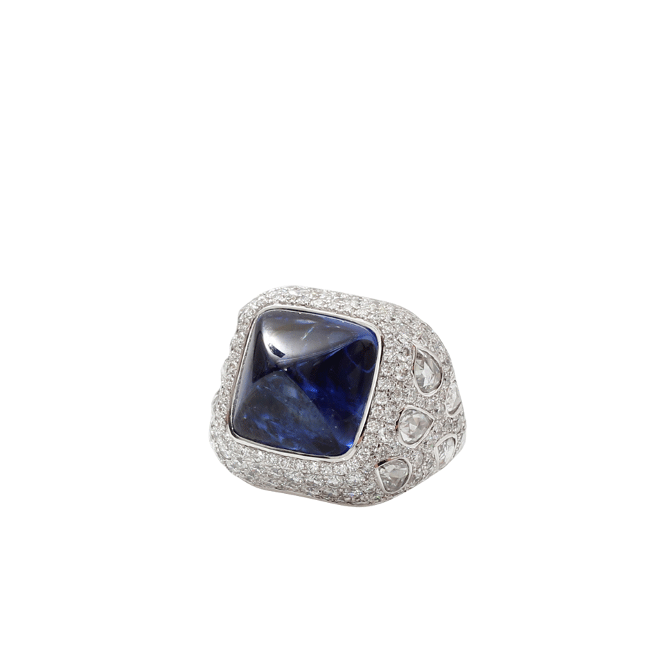 INBAR-Sugarloaf Sapphire Ring-WHITE GOLD