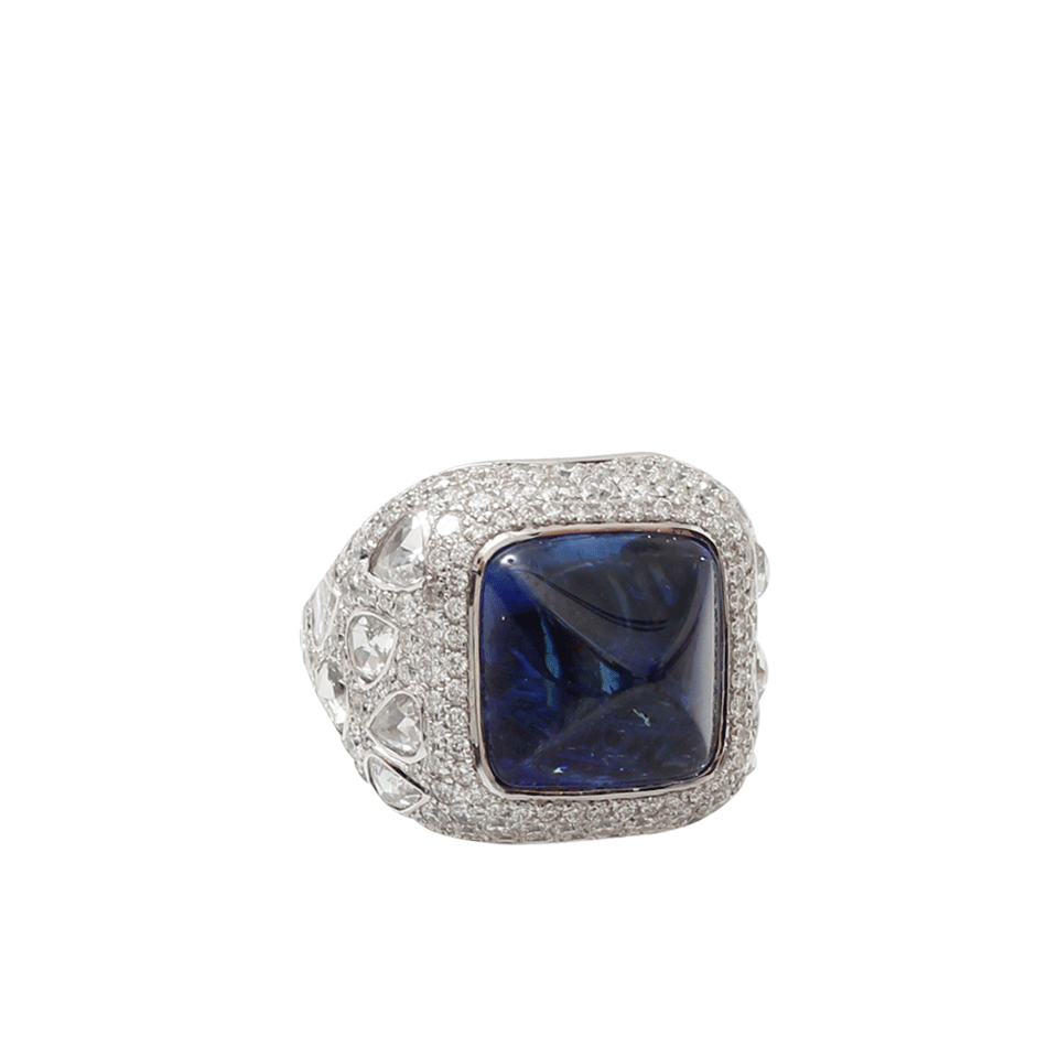 INBAR-Sugarloaf Sapphire Ring-WHITE GOLD