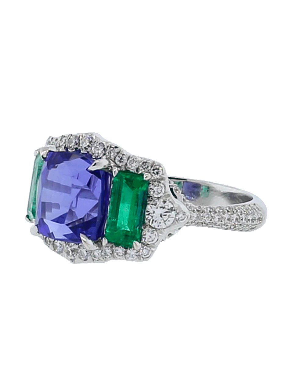 INBAR-Tanzanite And Emerald Ring-WHITE GOLD