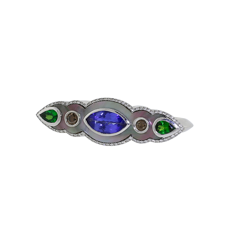 INBAR-Mother Of Pearl And Tanzanite Ring-WHITE GOLD