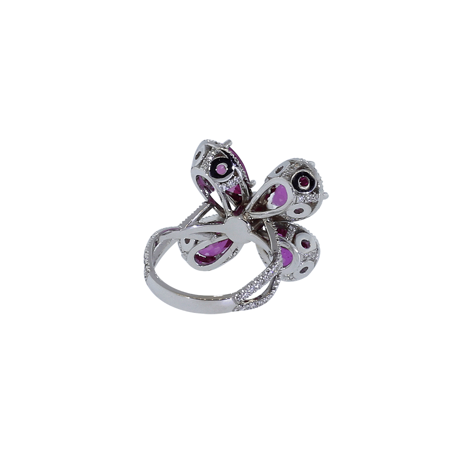 INBAR-Pink Sapphire Flower Ring-WHITE GOLD
