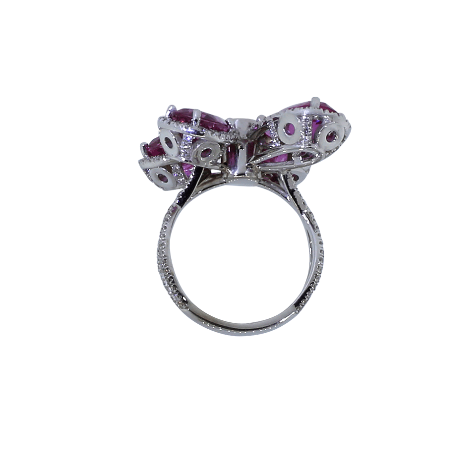 INBAR-Pink Sapphire Flower Ring-WHITE GOLD