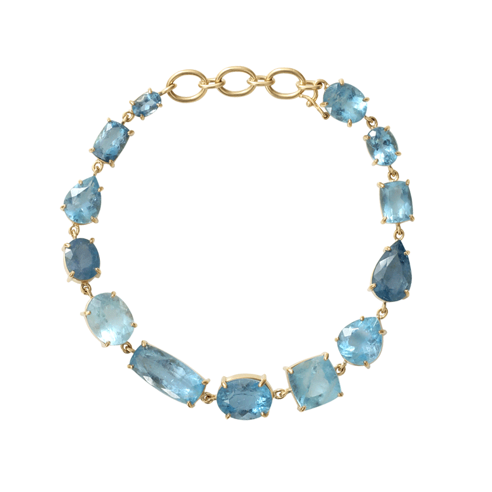 IRENE NEUWIRTH JEWELRY-Mixed Shape Fine Aquamarine Bracelet-YELLOW GOLD