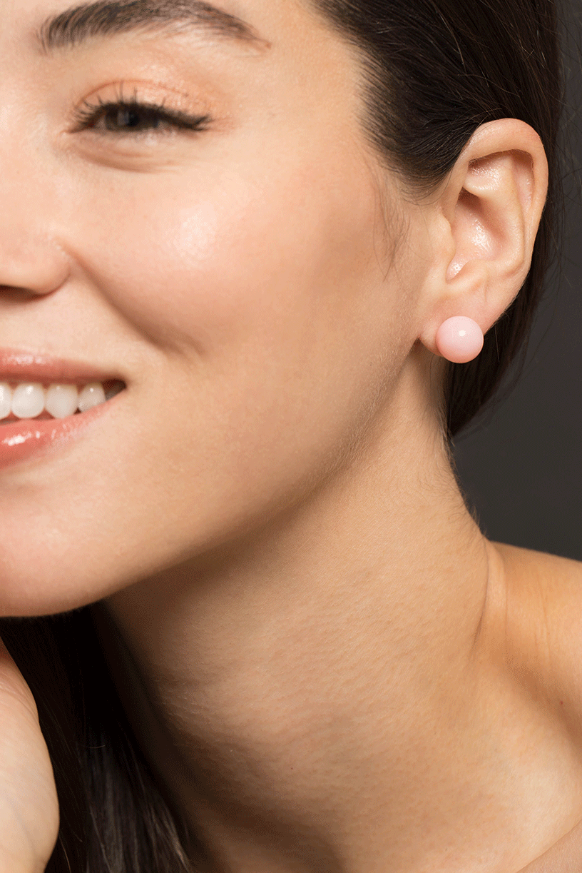 IRENE NEUWIRTH JEWELRY-Pink Opal Stud Earrings-ROSE GOLD