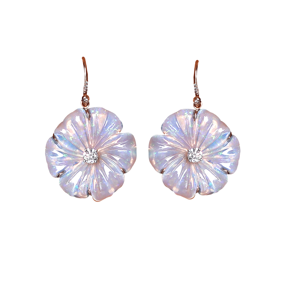 IRENE NEUWIRTH JEWELRY-Carved Opal Flower Earrings-ROSE GOLD