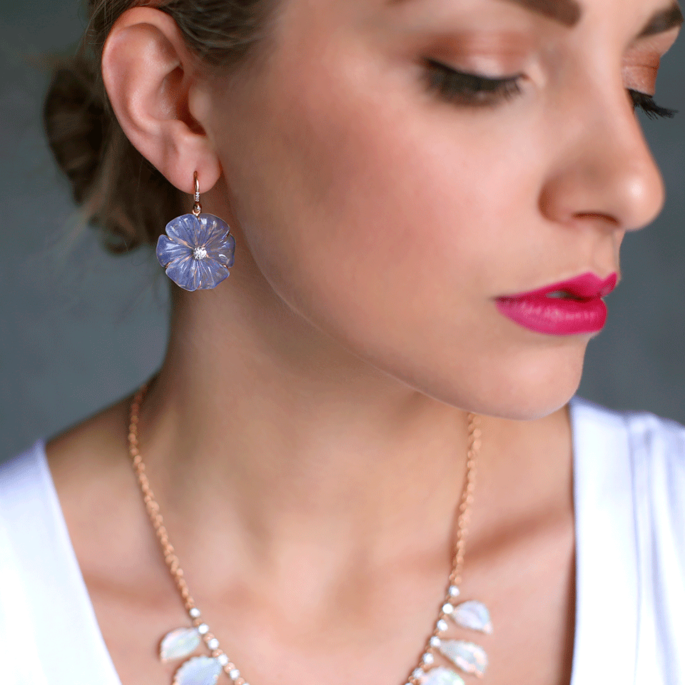 IRENE NEUWIRTH JEWELRY-Carved Opal Flower Earrings-ROSE GOLD