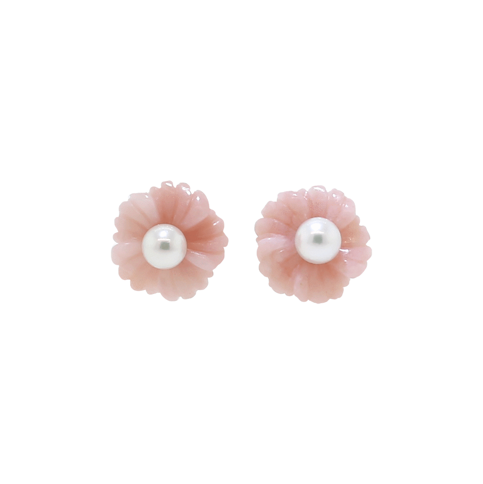 IRENE NEUWIRTH JEWELRY-Carved Pink Opal Flower Stud-ROSE GOLD