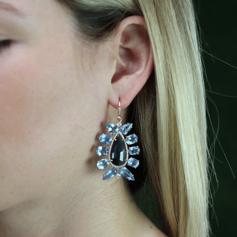 IRENE NEUWIRTH JEWELRY-Indicolite Tourmaline Earrings-ROSE GOLD