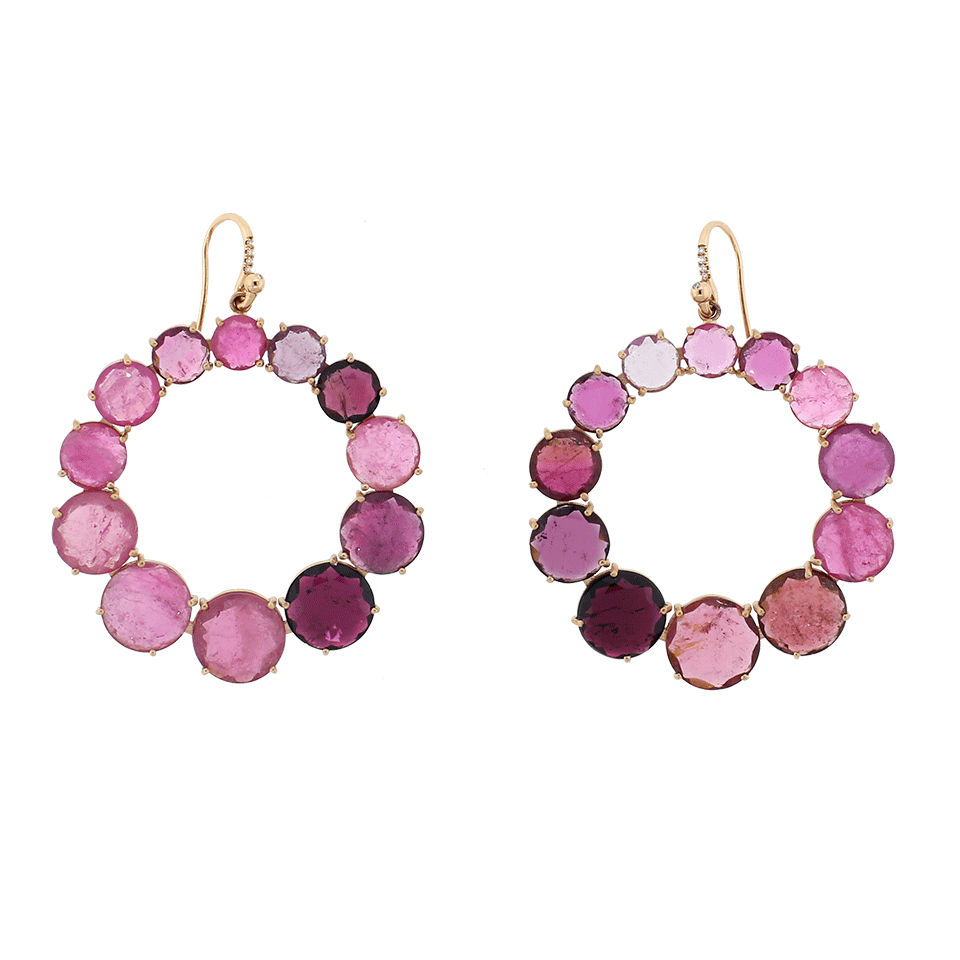 IRENE NEUWIRTH JEWELRY-Pink Tourmaline Front Hoop Earrings-ROSE GOLD