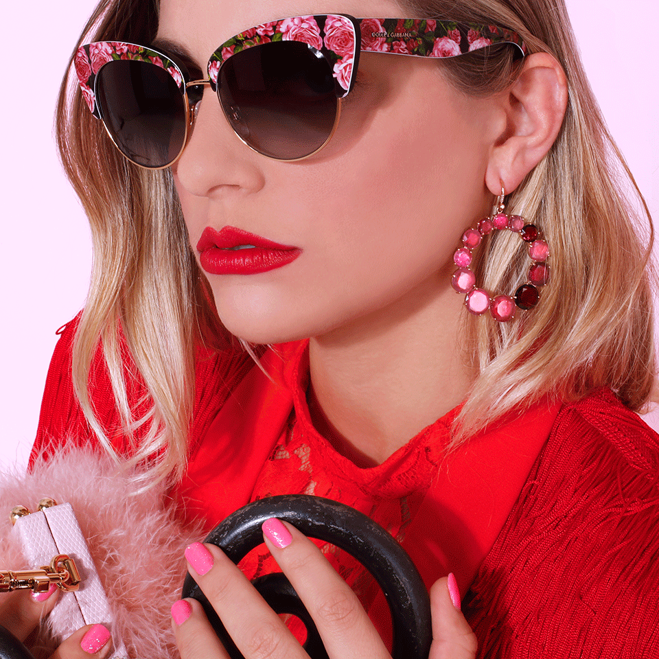 IRENE NEUWIRTH JEWELRY-Pink Tourmaline Front Hoop Earrings-ROSE GOLD