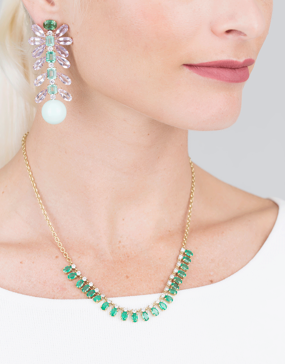 IRENE NEUWIRTH JEWELRY-Tourmaline And Emerald Earrings-ROSE GOLD
