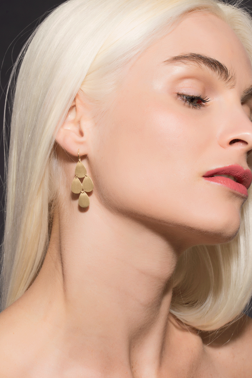 IRENE NEUWIRTH JEWELRY-Four-Drop Chandelier Earrings-YELLOW GOLD