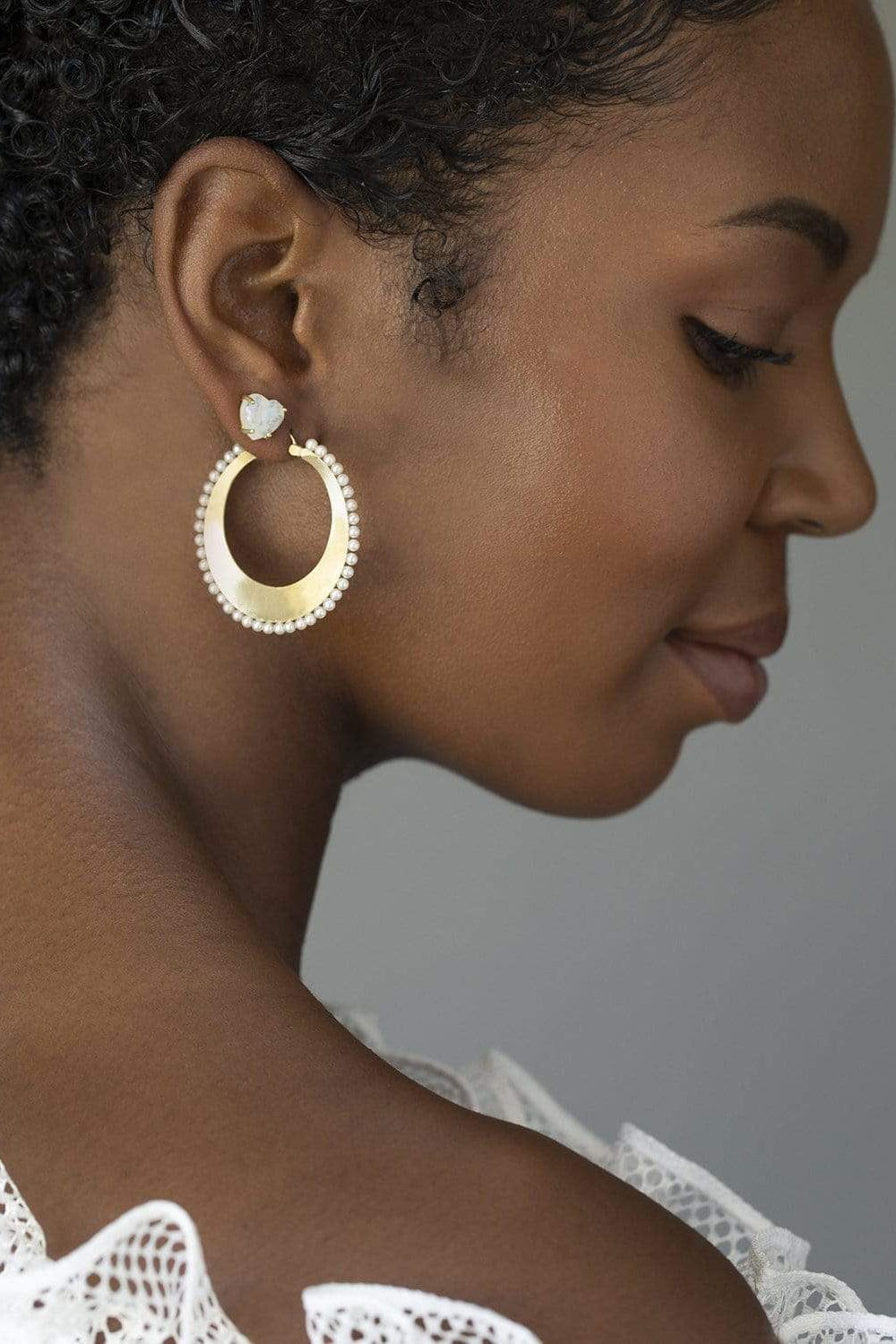 IRENE NEUWIRTH JEWELRY-Akoya Pearl Hoop Earrings-YELLOW GOLD