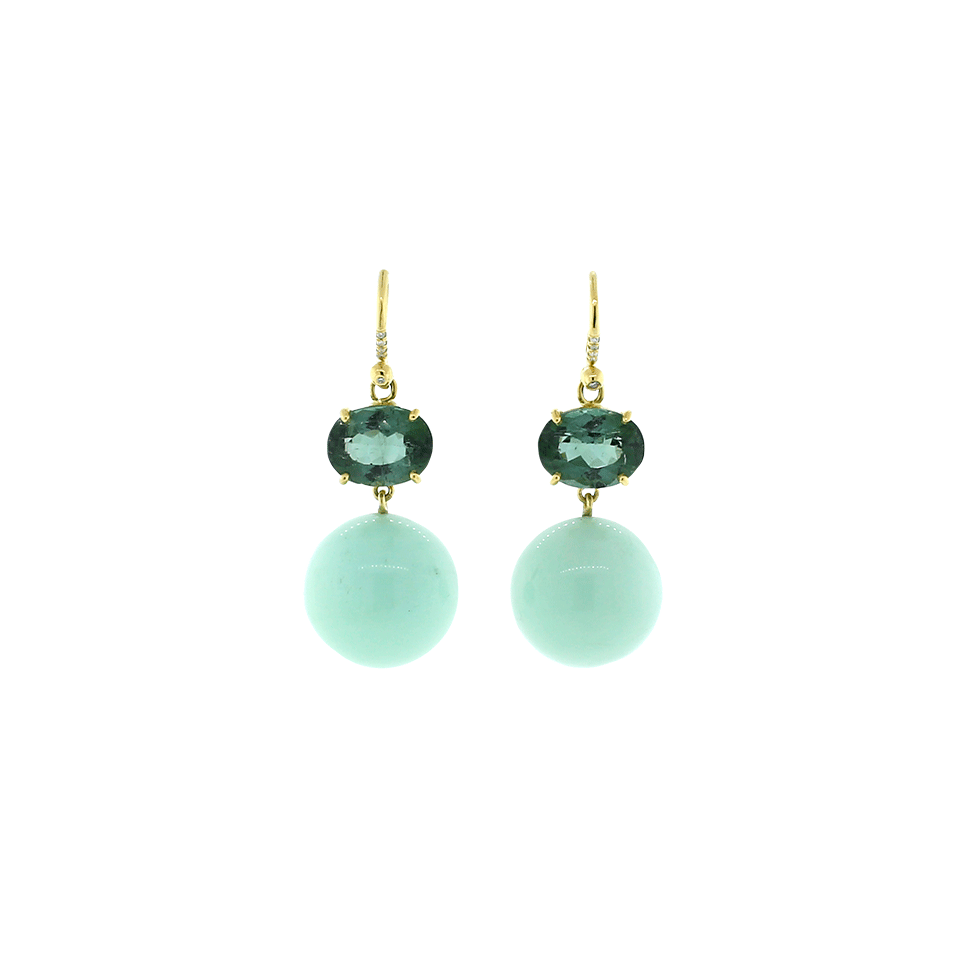 IRENE NEUWIRTH JEWELRY-Tourmaline And Green Opal Earrings-YELLOW GOLD