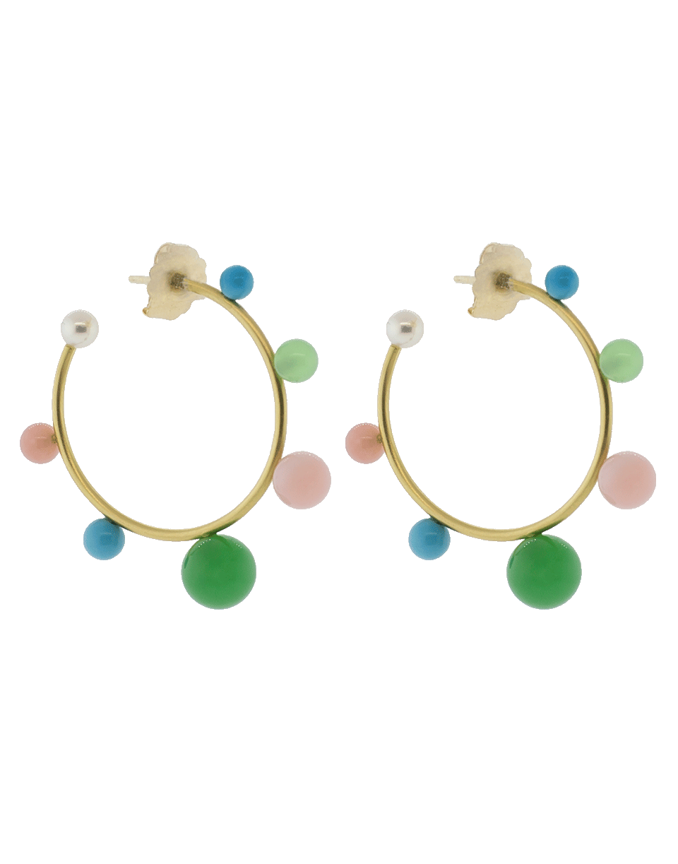 IRENE NEUWIRTH JEWELRY-Turquoise Chrysoprase Pink Opal Earrings-YELLOW GOLD