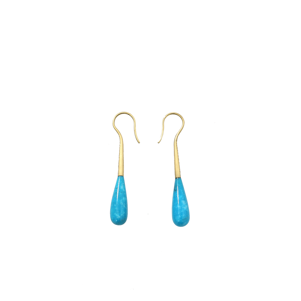 IRENE NEUWIRTH JEWELRY-Turquoise Long Drop Earrings-YELLOW GOLD