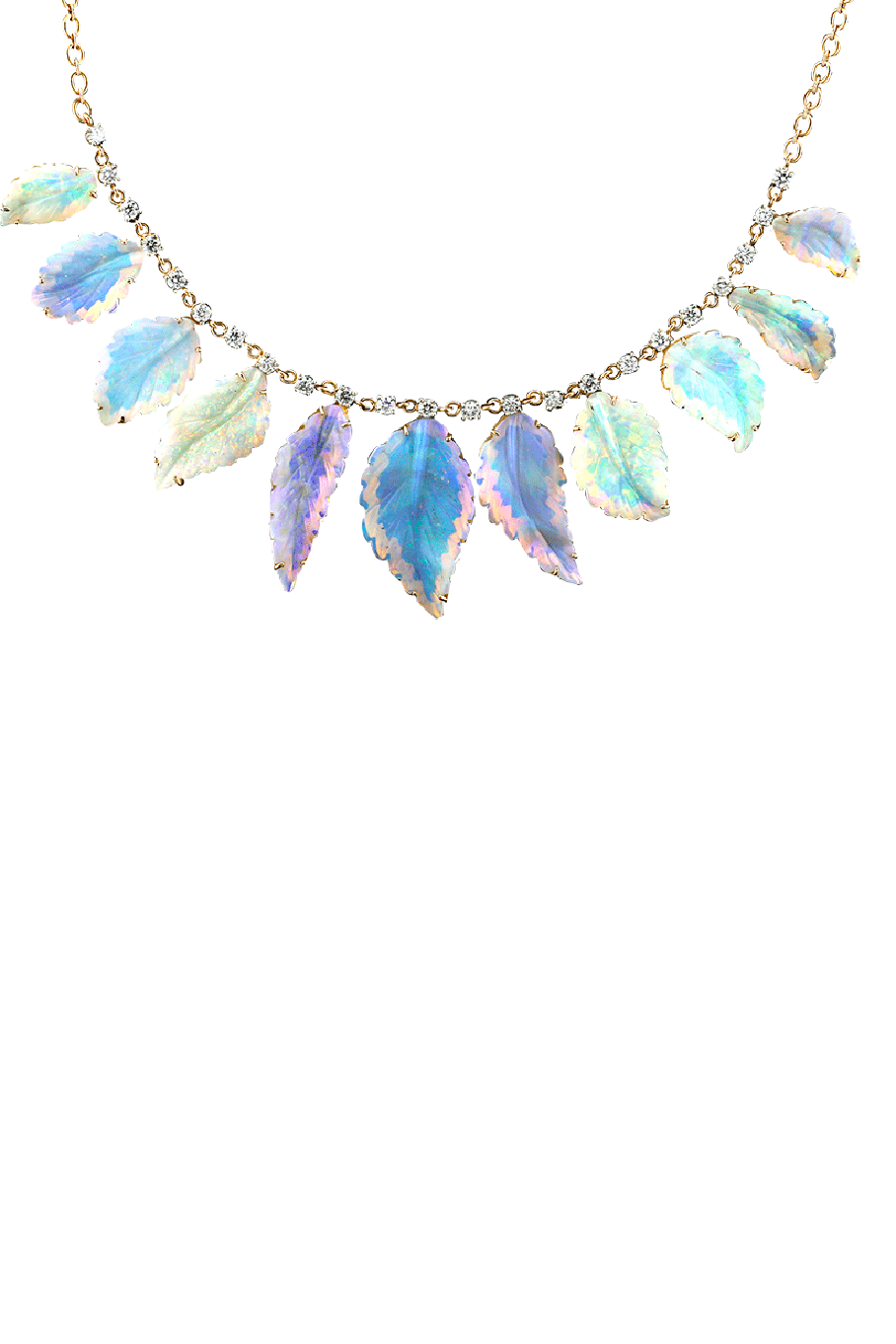 IRENE NEUWIRTH JEWELRY-Carved Opal Leaf Necklace-ROSE GOLD
