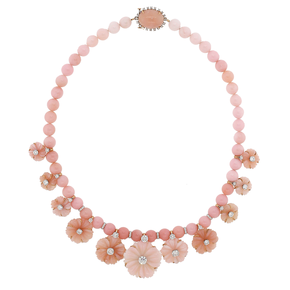 IRENE NEUWIRTH JEWELRY-Carved Pink Opal Flower Necklace-ROSE GOLD