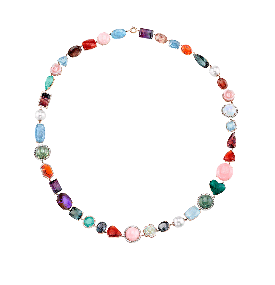 IRENE NEUWIRTH JEWELRY-One Of A Kind Mixed Gemstone Necklace-ROSE GOLD