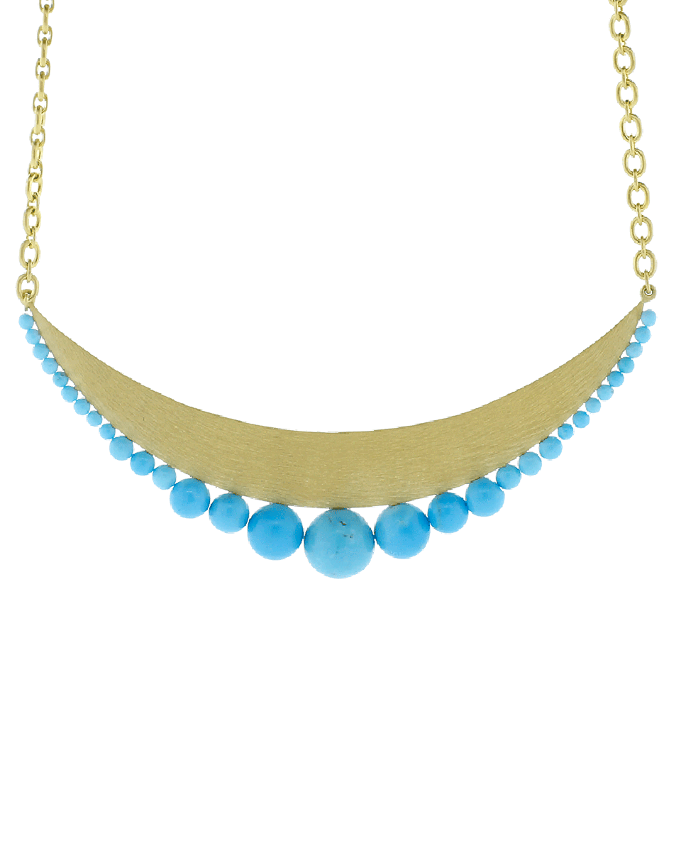IRENE NEUWIRTH JEWELRY-Kingman Turquoise Gold Pendant Necklace-YELLOW GOLD